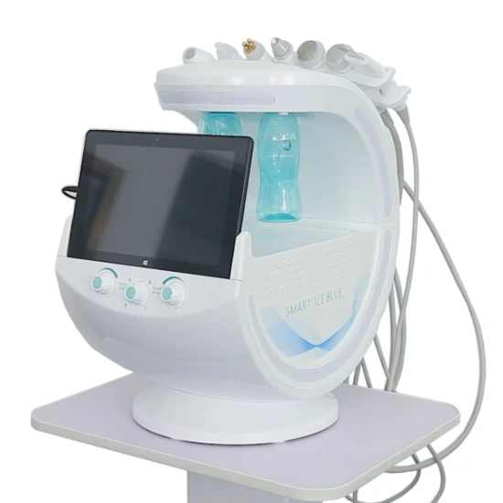 Портативный 7-в-1 Hydrafacial Aqua Peel Smart Ice Blue RF Радиочастотный скруббер для кожи Гидра-дермабразия Гидро-уход за лицом Косметическое устройство с анализатором кожи